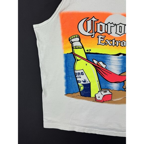 Vintage 90s Corona Extra Beer Promo Drink Alcohol Beach Tank Top - Picture 5 of 14